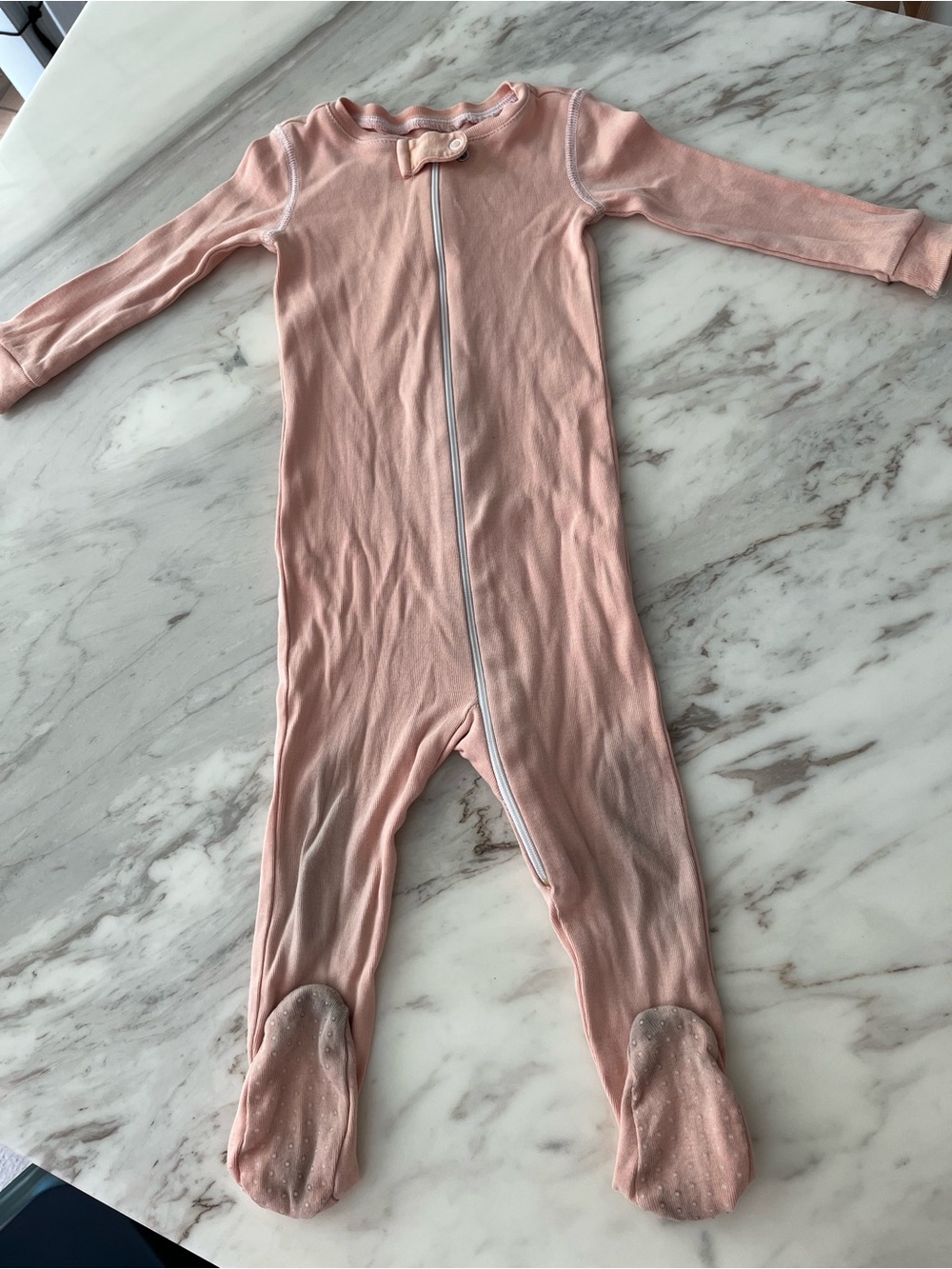 Primary Light Pink Footed One-Piece Zip Pajama